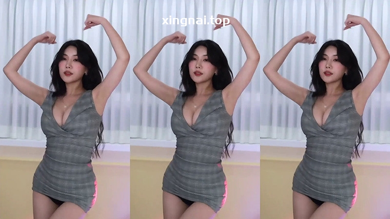 [主播]AfreecaTv韩国BJ慧琳低胸格子包臀裙性感热舞