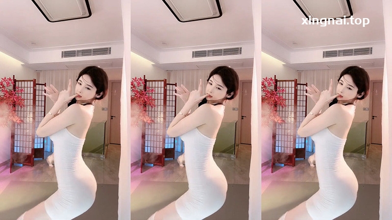 [小姐姐]抖音主播暖央米色包臀裙慢摇