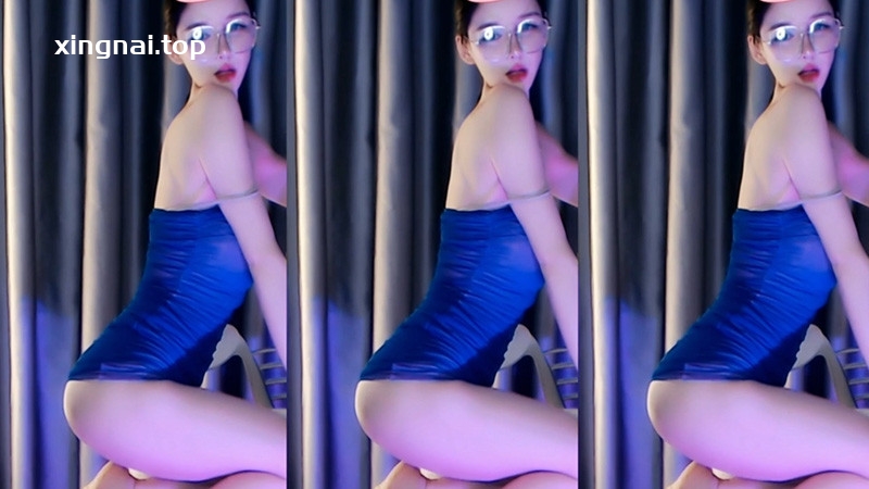 [主播]网易CC直播安扬学姐定制蓝色包臀裙丁字舞蹈