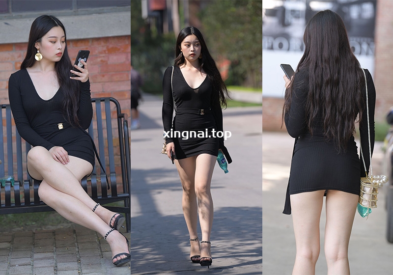 [街拍]M870.黑色紧身裙美女[图片/视频/14G]